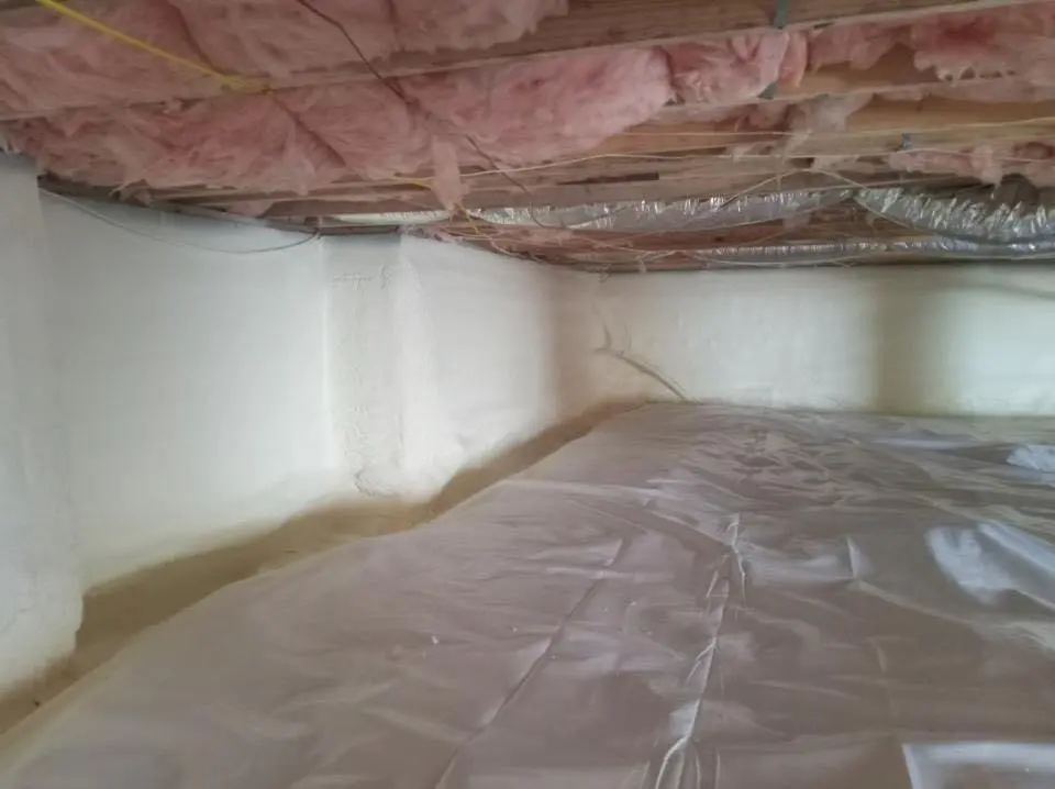 Crawl space encapsulation with closed-cell spray foam for Roof Waterproofing in Denton